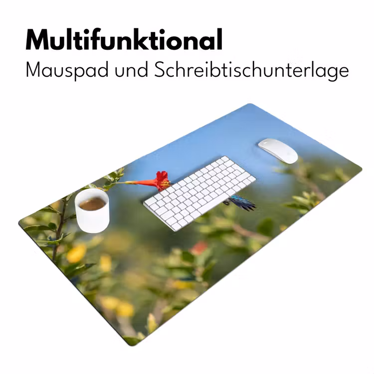Kolibrie - Bloem - Natuur - Groen Muismat XXL klein -ysfeer4_duits