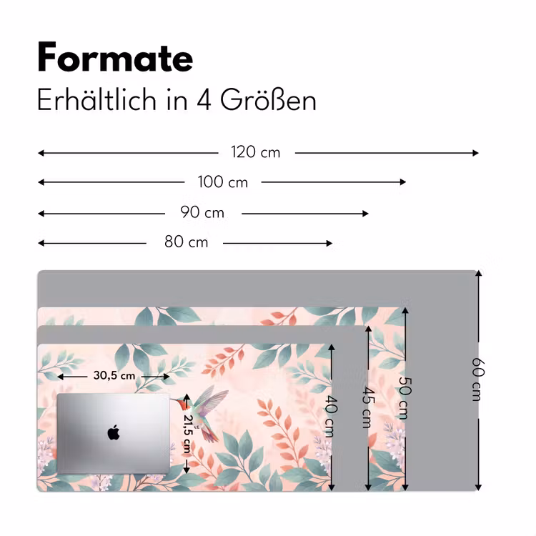 Kolibrie - Vliegen - Natuur - Illustratie - Kleurrijk Muismat XXL klein -ysfeer5_duits