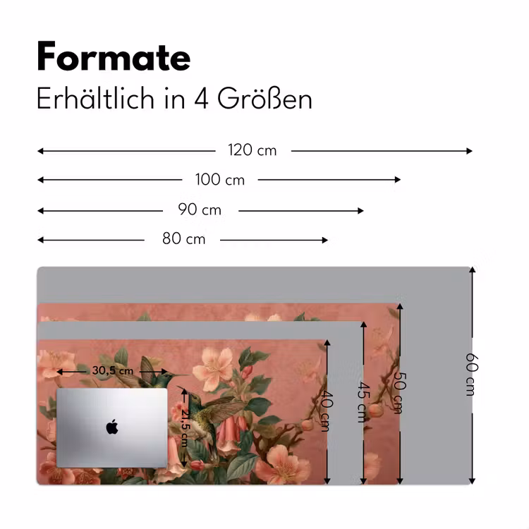 Kolibries - Bloemen - Groen - Roze Muismat XXL klein -ysfeer5_duits