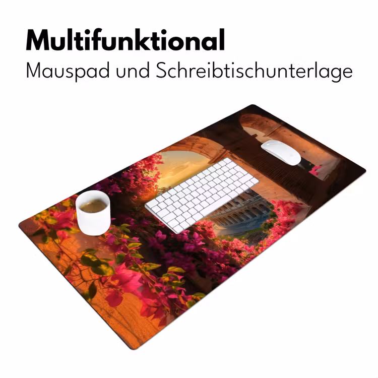 Colosseum - Rome - Roze Bloemen Muismat XXL klein -ysfeer4_duits