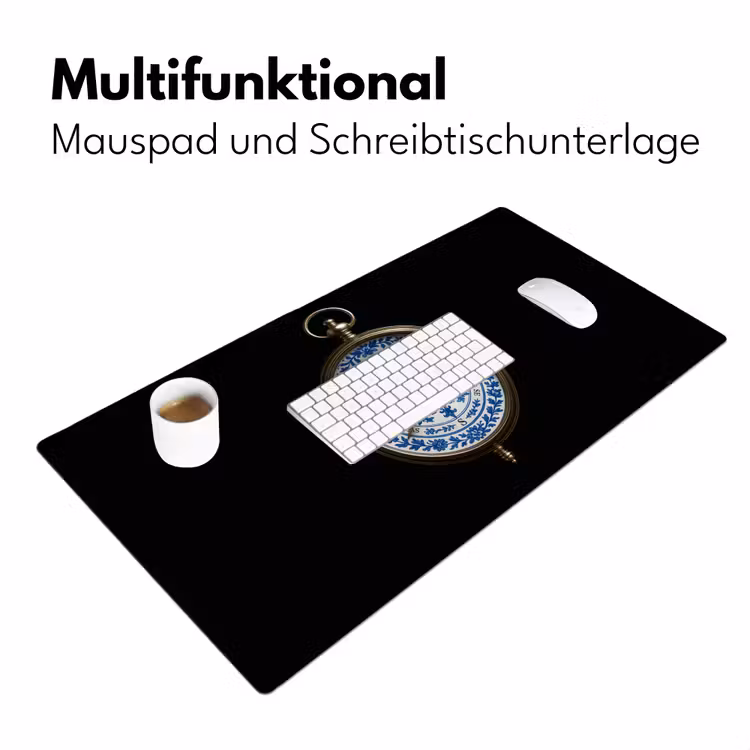 Kompas - Delfts blauw - Zwart Muismat XXL klein -ysfeer4_duits