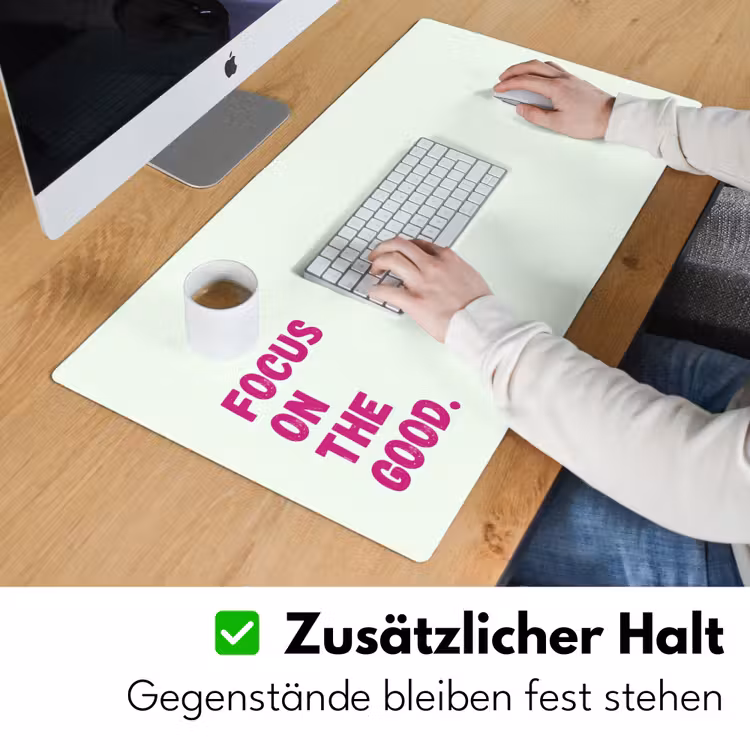 Focus on the good - Beige - Roze Muismat XXL klein -ysfeer3_duits