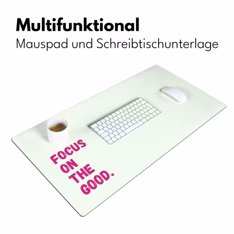 Focus on the good - Beige - Roze Muismat XXL klein -ysfeer4_duits