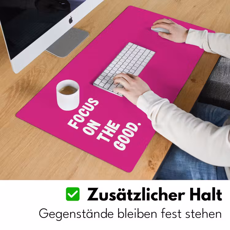 Focus on the good - Roze - Simple Muismat XXL klein -ysfeer3_duits