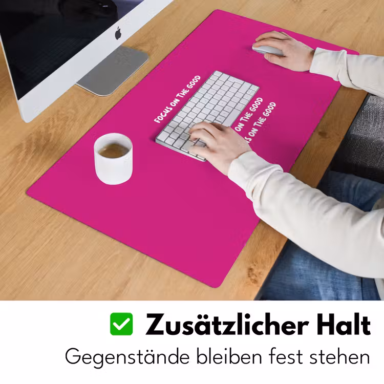Focus on the good - Roze - wit Muismat XXL klein -ysfeer3_duits