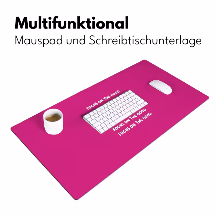 Focus on the good - Roze - wit Muismat XXL klein -ysfeer4_duits