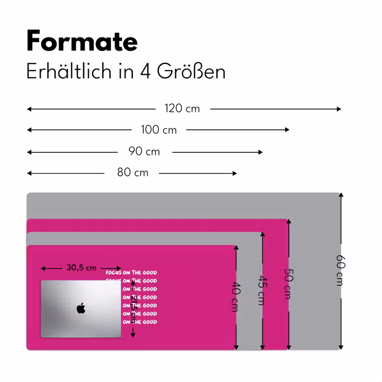Focus on the good - Roze - wit Muismat XXL klein -ysfeer5_duits