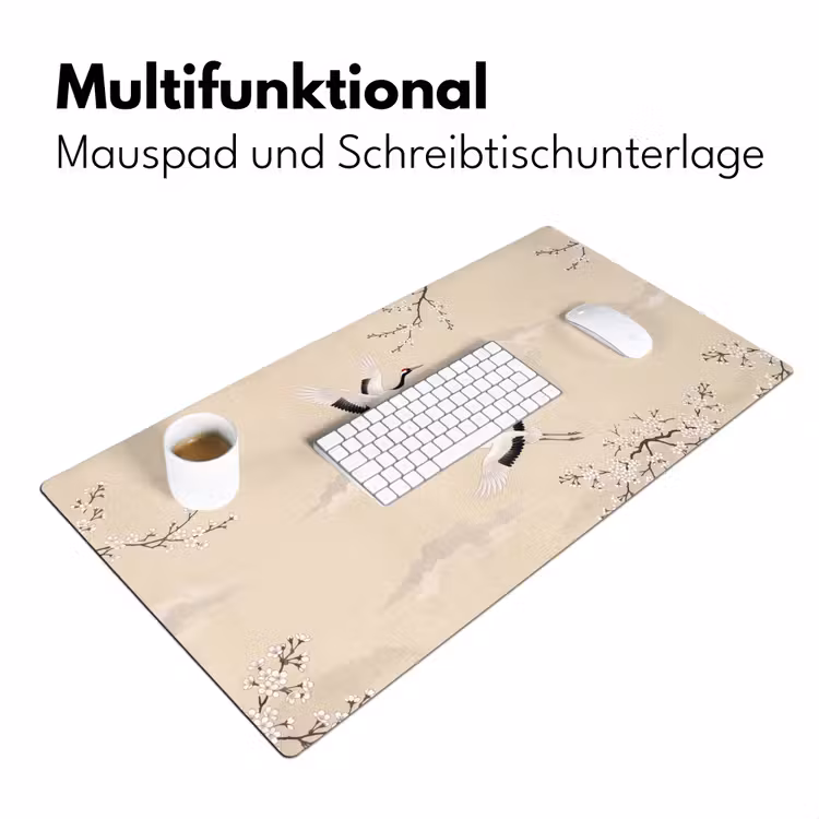 Kraanvogels - Bloesem - Beige Muismat XXL klein -ysfeer4_duits