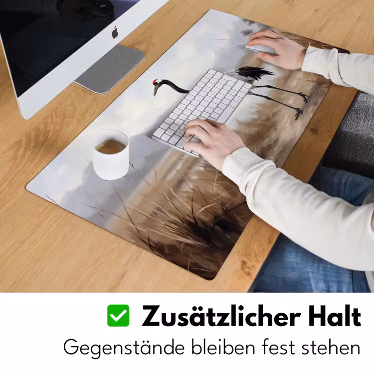 Kraanvogel - Natuur - Realistisch Muismat XXL klein -ysfeer3_duits