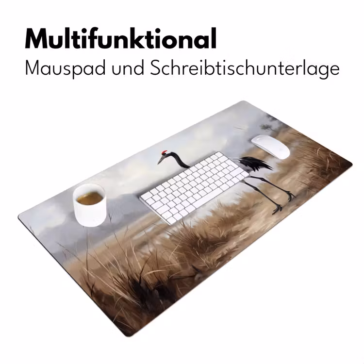 Kraanvogel - Natuur - Realistisch Muismat XXL klein -ysfeer4_duits