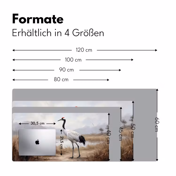 Kraanvogel - Natuur - Realistisch Muismat XXL klein -ysfeer5_duits