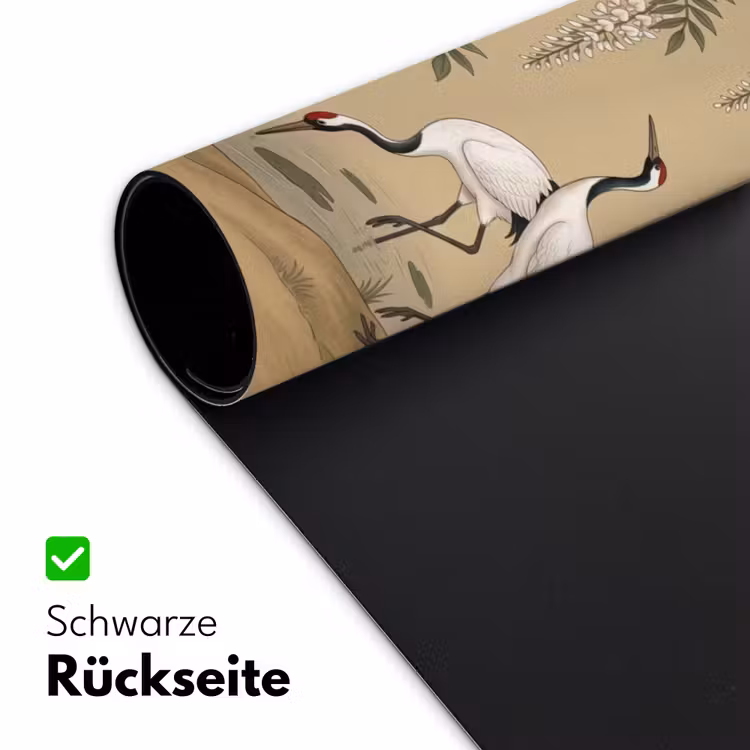 Kraanvogels - Water - Beige Muismat XXL klein -ysfeer2_duits