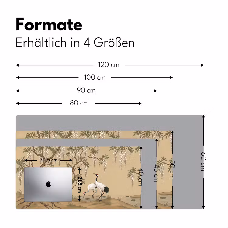 Kraanvogels - Water - Beige Muismat XXL klein -ysfeer5_duits