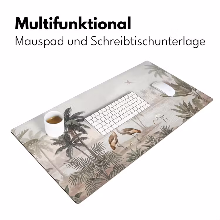 Kraanvogels - Palmbomen - Tropisch Muismat XXL klein -ysfeer4_duits