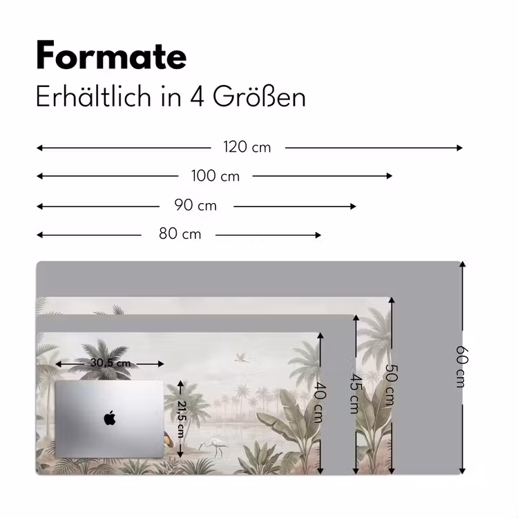 Kraanvogels - Palmbomen - Tropisch Muismat XXL klein -ysfeer5_duits