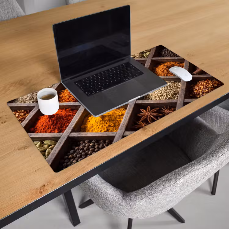 Schreibtischunterlage - Kräuter – Holz – Essen - Kruiden - Houten - Eten Muismat XXL klein