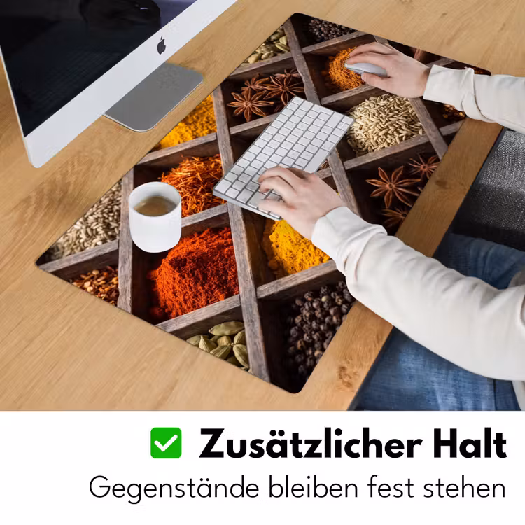 Schreibtischunterlage - Kräuter – Holz – Essen - Kruiden - Houten - Eten Muismat XXL klein