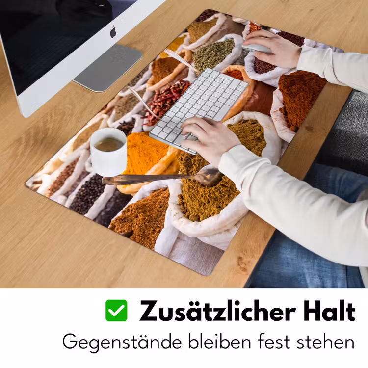 Schreibtischunterlage - Kräuter – Markt – Essen - Kruiden - Markt - Eten Muismat XXL klein