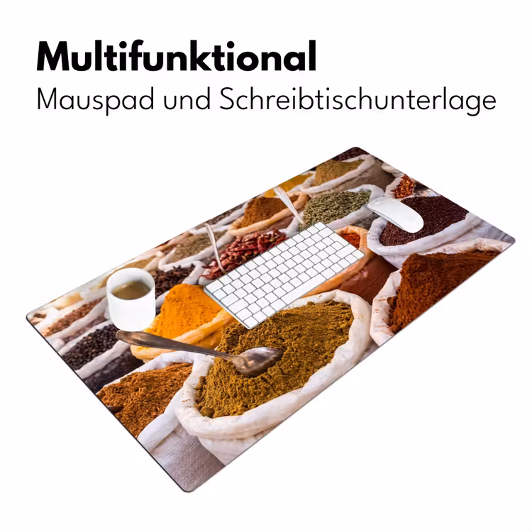 Schreibtischunterlage - Kräuter – Markt – Essen - Kruiden - Markt - Eten Muismat XXL klein