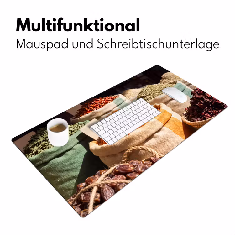 Schreibtischunterlage - Kräuter – Markt – Farbenfroh - Kruiden - Markt - Kleurrijk Muismat XXL klein