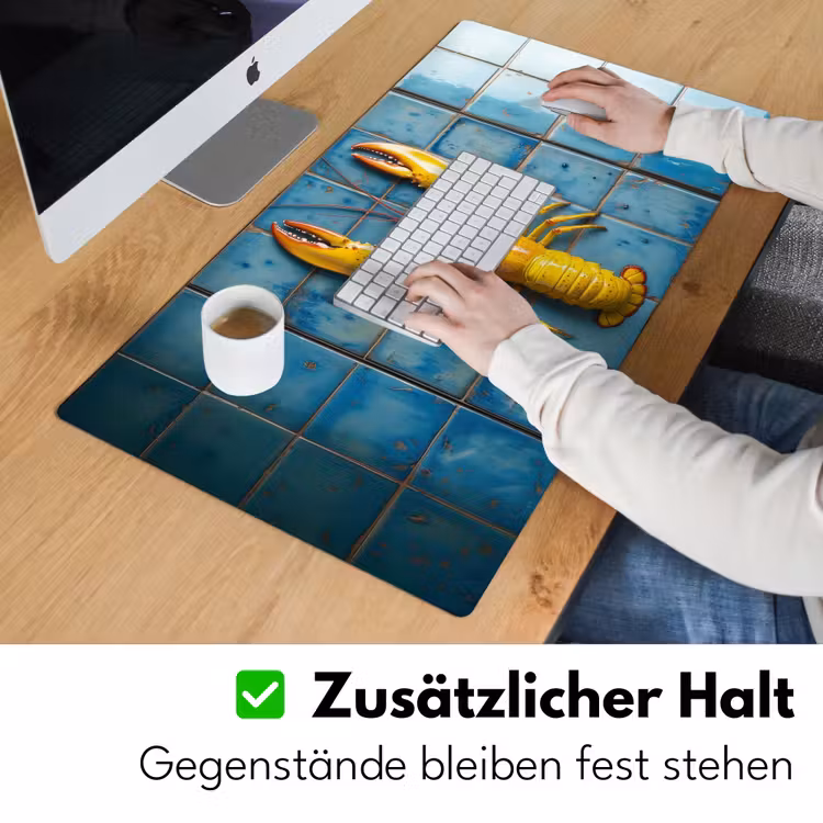 Kreeft - Geel - Blauw - Tegels Muismat XXL klein -ysfeer3_duits
