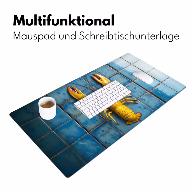 Kreeft - Geel - Blauw - Tegels Muismat XXL klein -ysfeer4_duits
