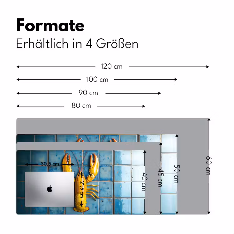 Kreeft - Geel - Blauw - Tegels Muismat XXL klein -ysfeer5_duits