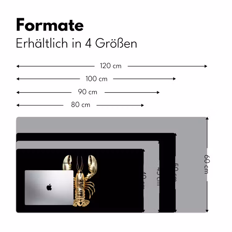 Kreeft - Goud - Textuur - Zwart Muismat XXL klein -ysfeer5_duits