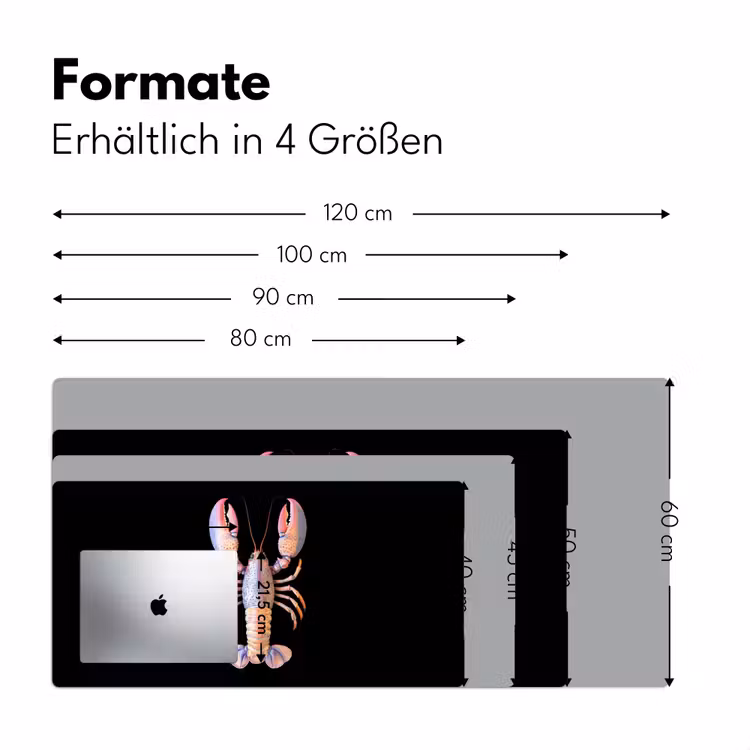 Kreeft - Roze - Zacht - Zwart Muismat XXL klein -ysfeer5_duits
