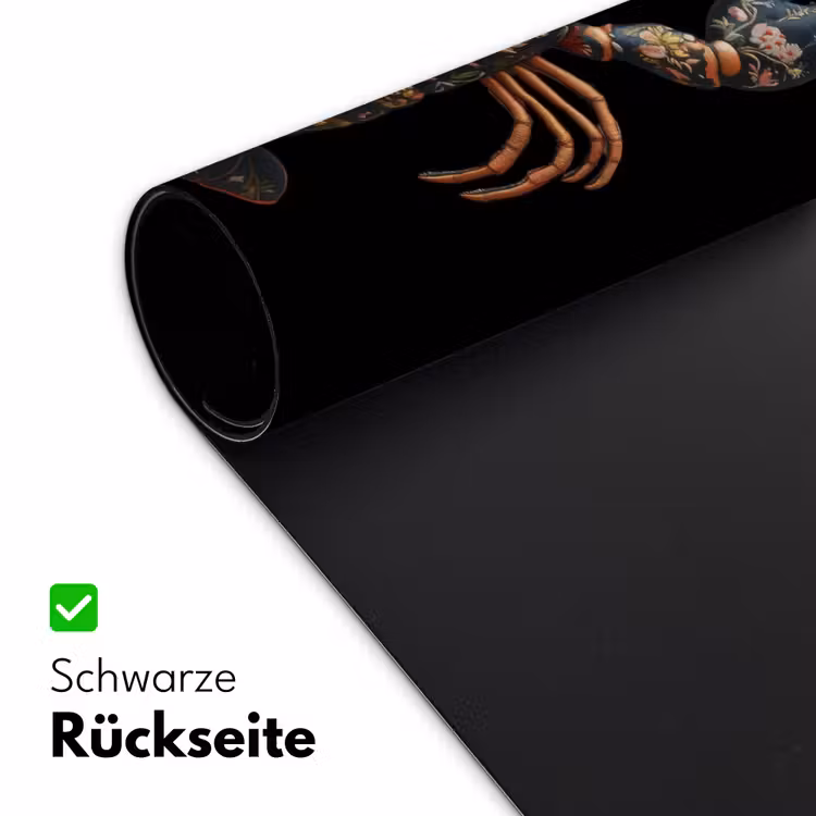 Kreeft - Zwart - Bloemenpatroon - Artistiek Muismat XXL klein -ysfeer2_duits