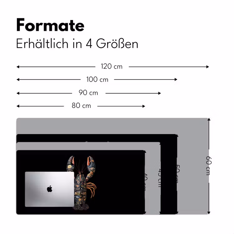 Kreeft - Zwart - Bloemenpatroon - Artistiek Muismat XXL klein -ysfeer5_duits
