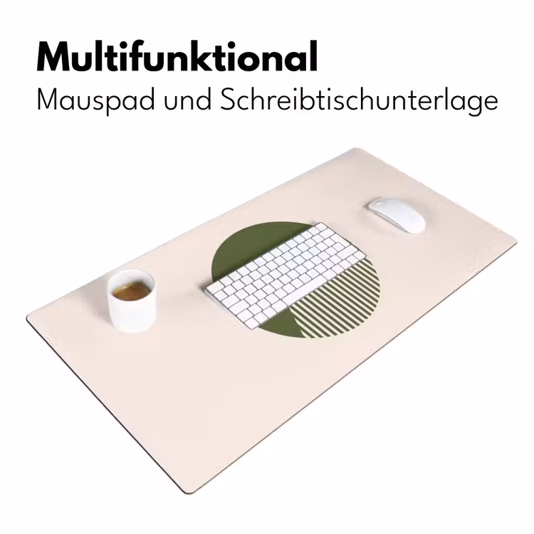 Schreibtischunterlage - Kreis – Streifen – Geometrisch – Abstrakt – Grün - Cirkel - Strepen - Geometrisch - Abstract - Groen Muismat XXL klein