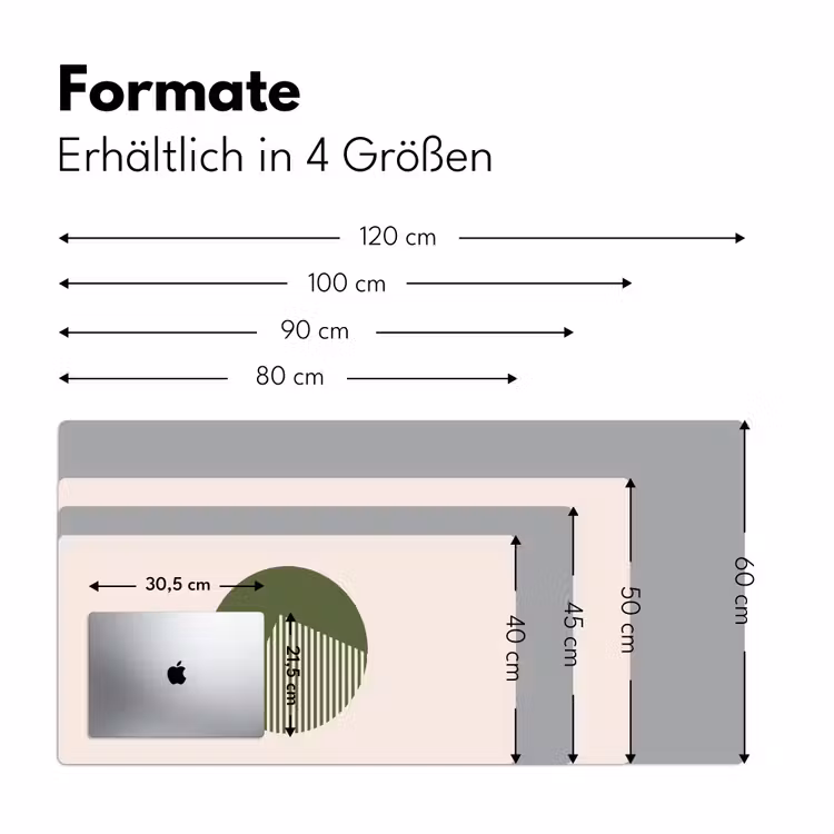 Schreibtischunterlage - Kreis – Streifen – Geometrisch – Abstrakt – Grün - Cirkel - Strepen - Geometrisch - Abstract - Groen Muismat XXL klein