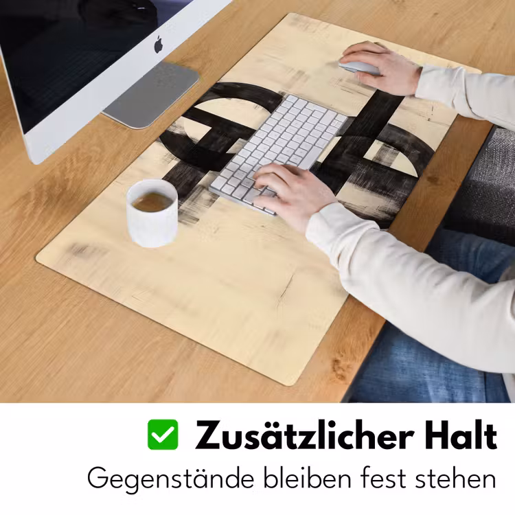 Cirkels - Balken - Zwart - Abstract Muismat XXL klein -ysfeer3_duits