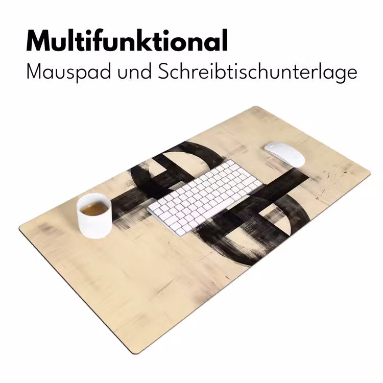 Cirkels - Balken - Zwart - Abstract Muismat XXL klein -ysfeer4_duits