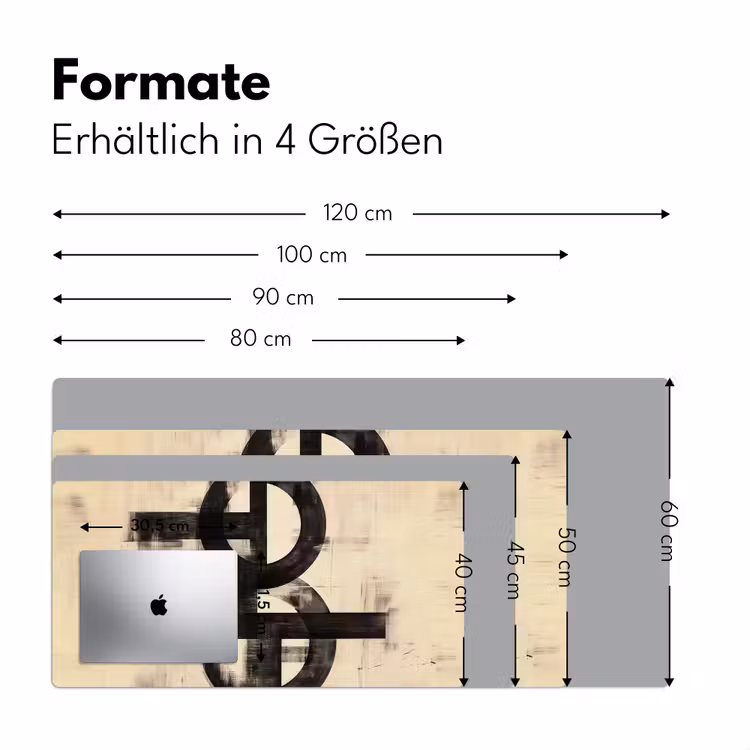 Cirkels - Balken - Zwart - Abstract Muismat XXL klein -ysfeer5_duits