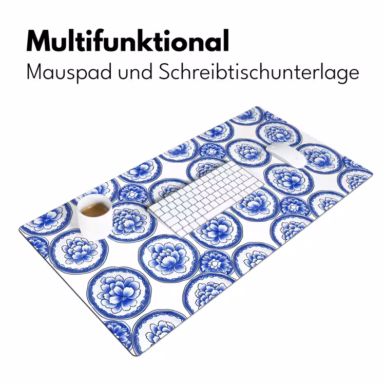 Cirkels - Bloemen - Blauw Muismat XXL klein 681 -ysfeer4_duits