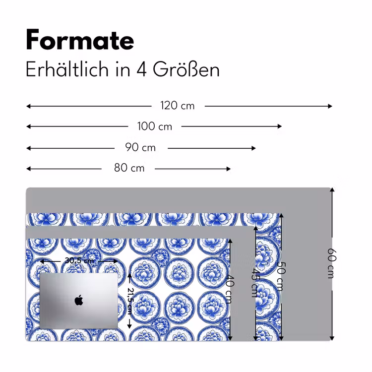 Cirkels - Bloemen - Blauw Muismat XXL klein 681 -ysfeer5_duits