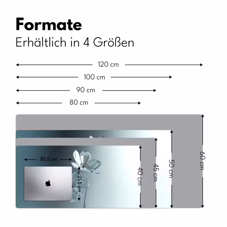 Kristal - Bloemen - Grijs Muismat XXL klein -ysfeer5_duits