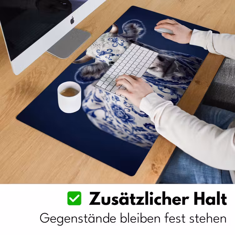 Koe - Delfts - Blauw - Artistiek Muismat XXL klein -ysfeer3_duits