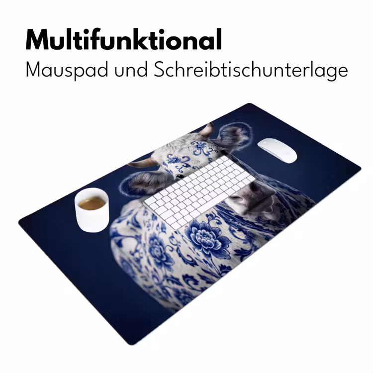 Koe - Delfts - Blauw - Artistiek Muismat XXL klein -ysfeer4_duits