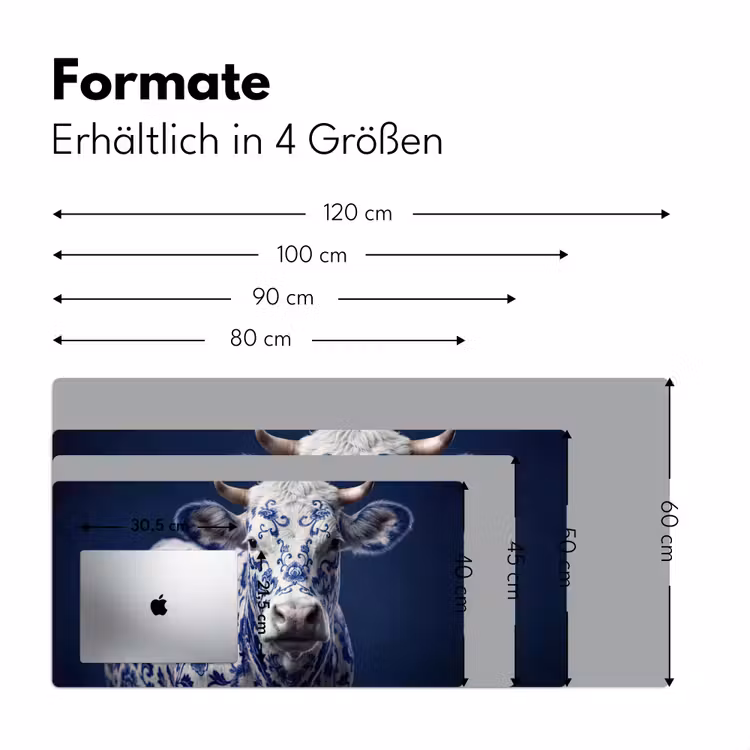 Koe - Delfts - Blauw - Artistiek Muismat XXL klein -ysfeer5_duits