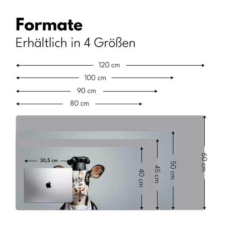 Koe - Zwart - Wit - Kok Muismat XXL klein -ysfeer5_duits