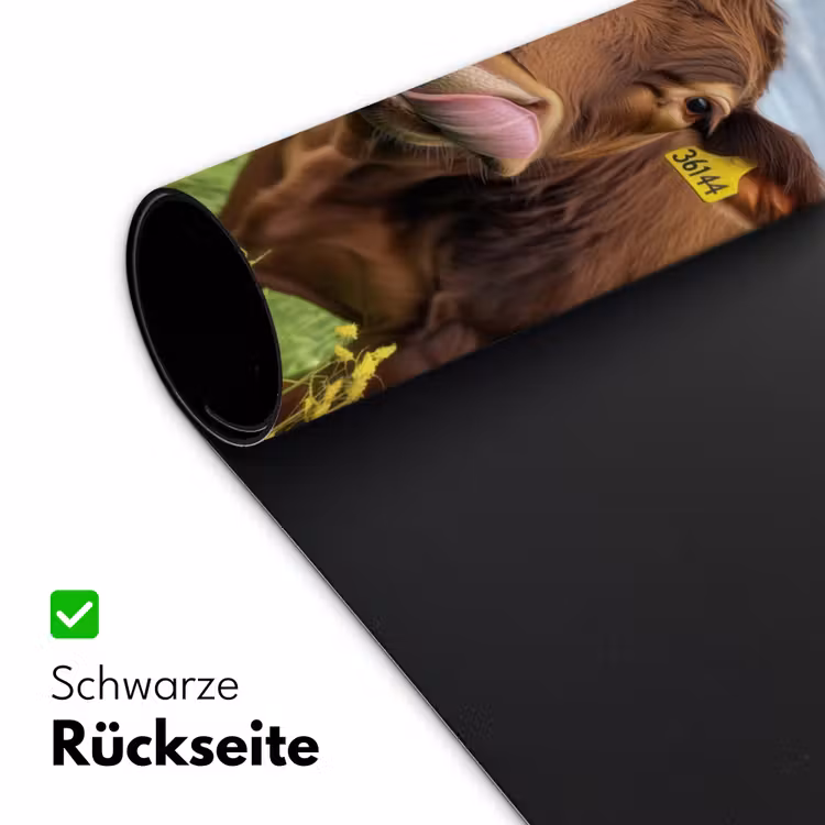 Koe - Weide - Bloemen Muismat XXL klein -ysfeer2_duits