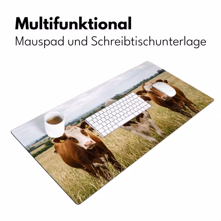 Koeien - Portret - Weide - Boerderij - Nieuwsgierig Muismat XXL klein -ysfeer4_duits