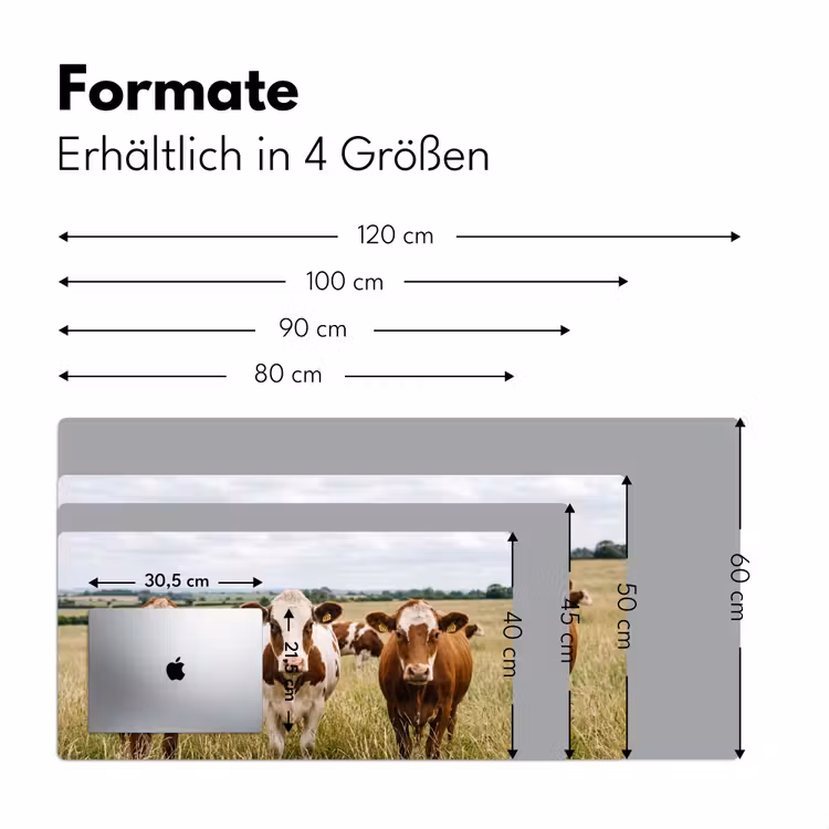 Koeien - Portret - Weide - Boerderij - Nieuwsgierig Muismat XXL klein -ysfeer5_duits