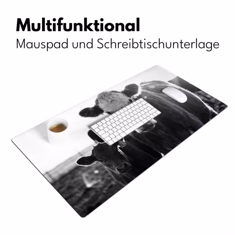 Koeien - Zwart - Wit Muismat XXL klein -ysfeer4_duits
