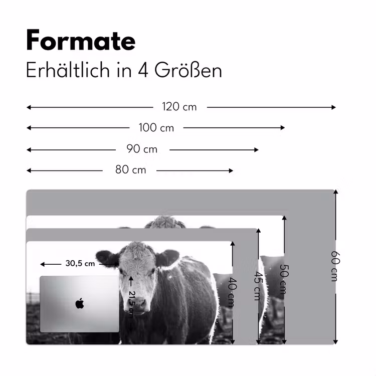 Koeien - Zwart - Wit Muismat XXL klein -ysfeer5_duits