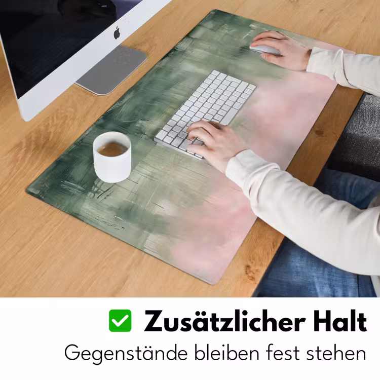 Kunst - Abstract - Modern - Groen - Roze Muismat XXL klein -ysfeer3_duits