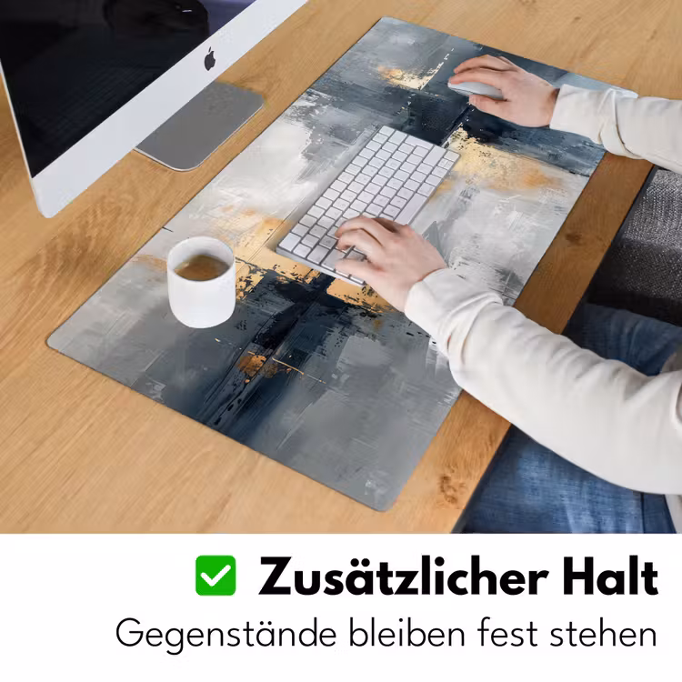 Kunst - Grijs - Goud - Abstract Muismat XXL klein -ysfeer3_duits